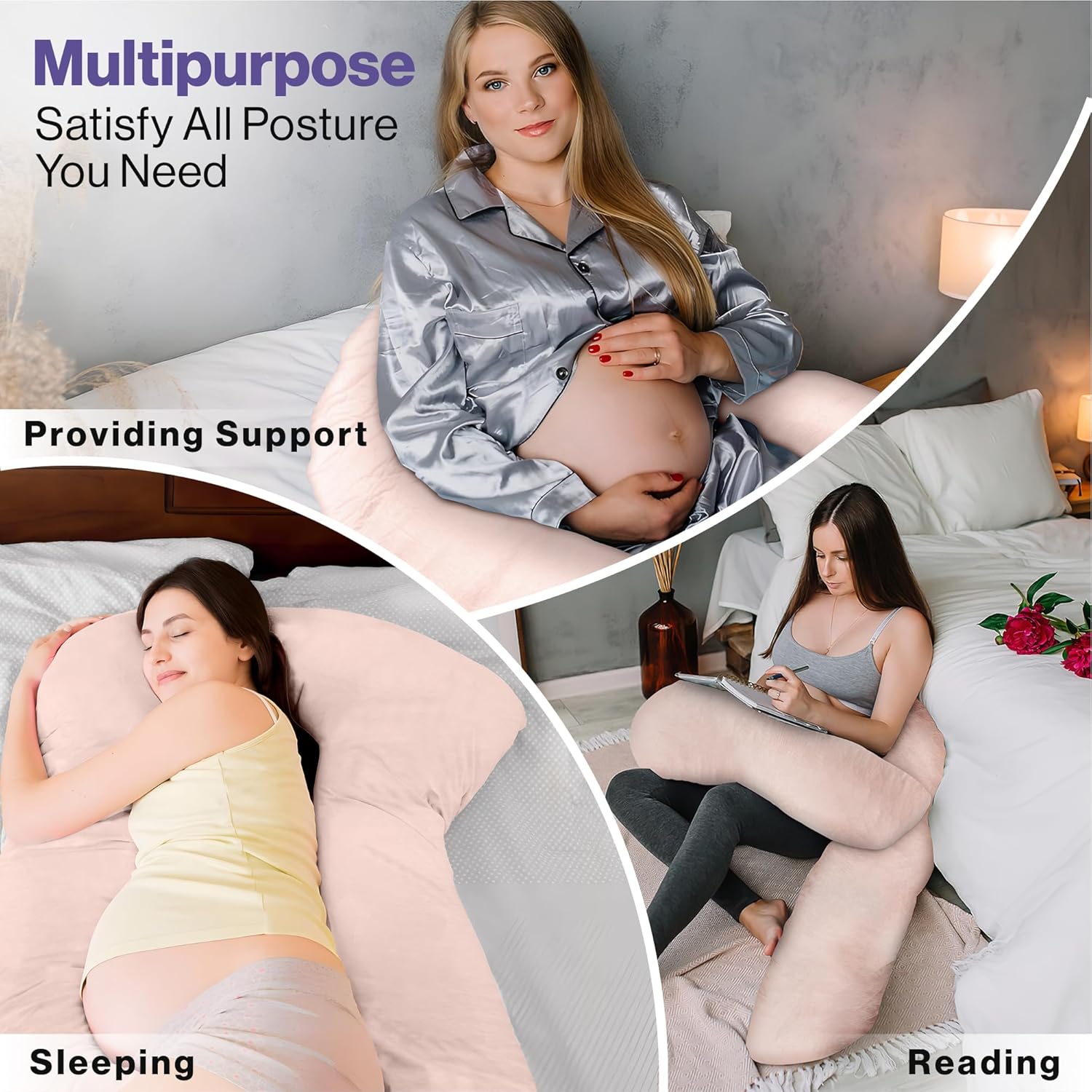 COMFYDEL Memory Foam Pregnancy Pillow - U-Shaped Full Body Support