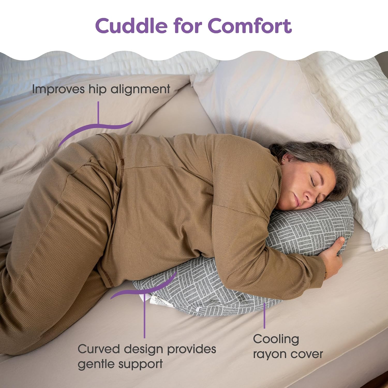 Boppy Cuddle Pregnancy Pillow Grey Basket Weave