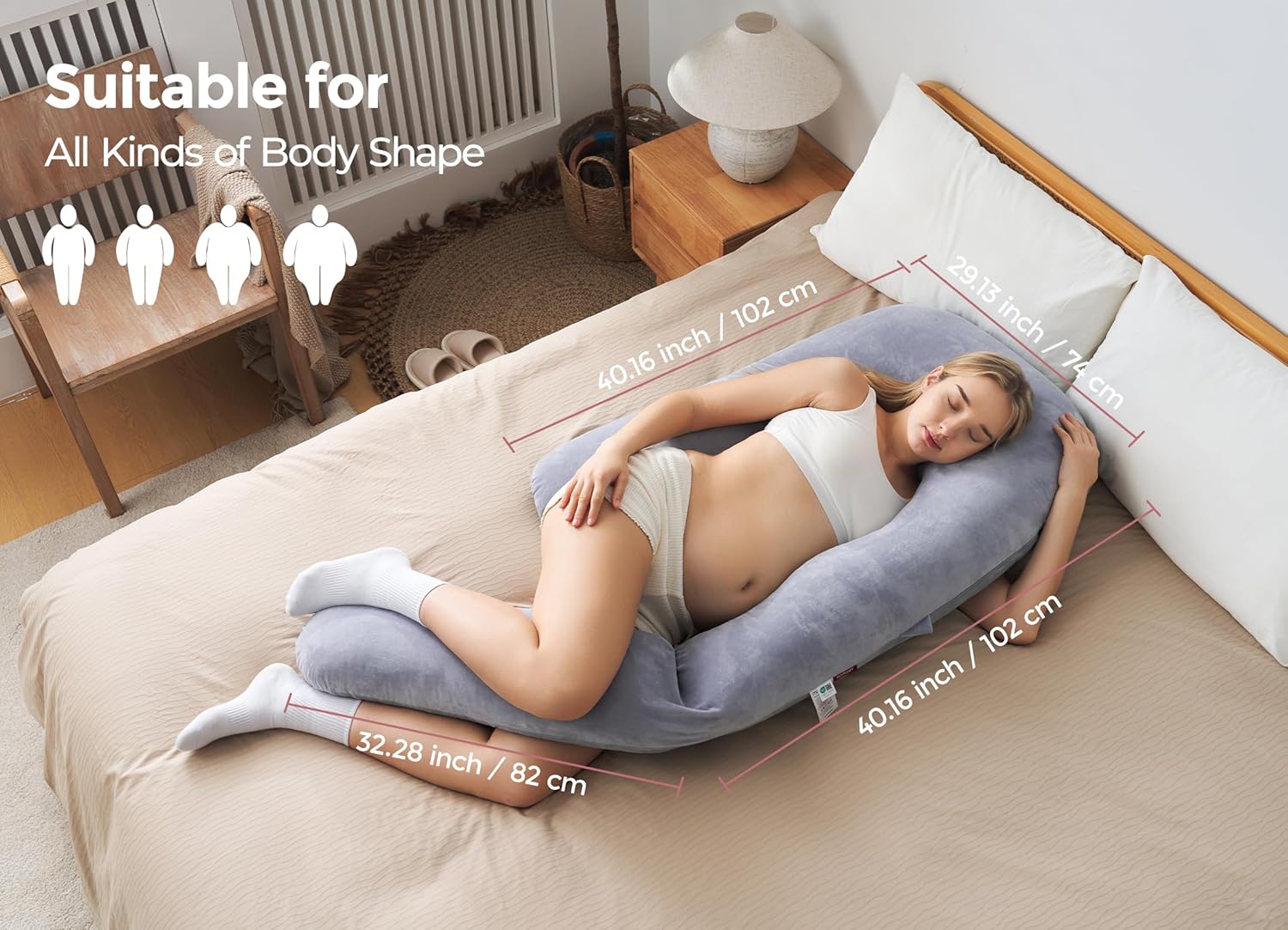 Momcozy U Pro Maternity Pillow with Slide Leg Support