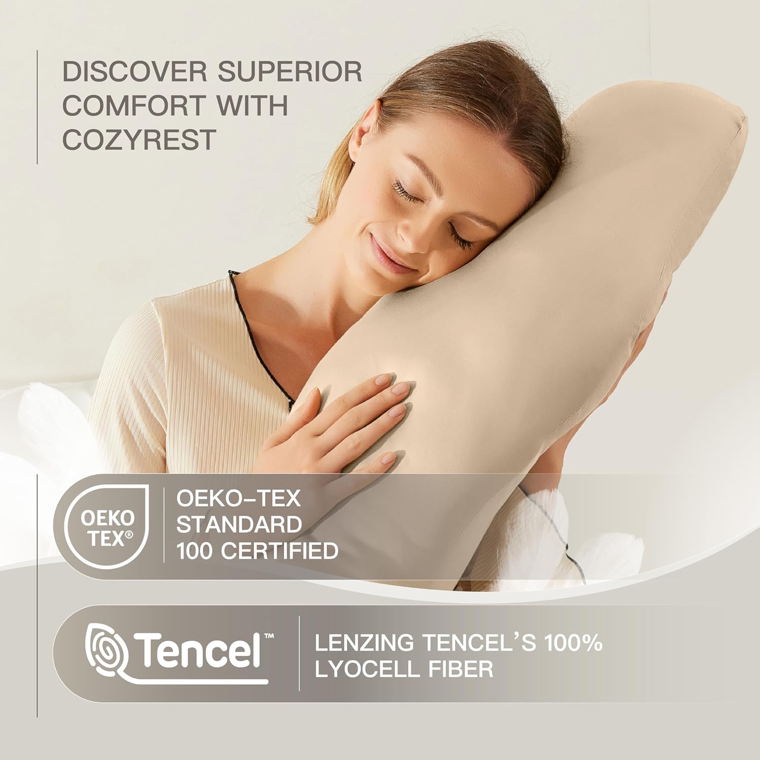 COZYREST Pregnancy Pillow with Cooling TENCEL Cover
