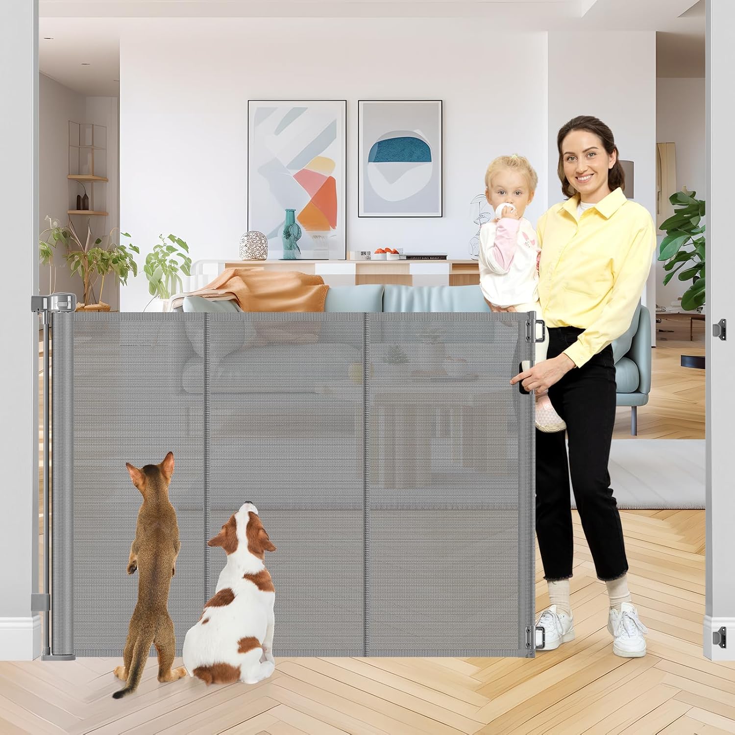 42 Inch Extra Tall Retractable Baby and Pet Gate