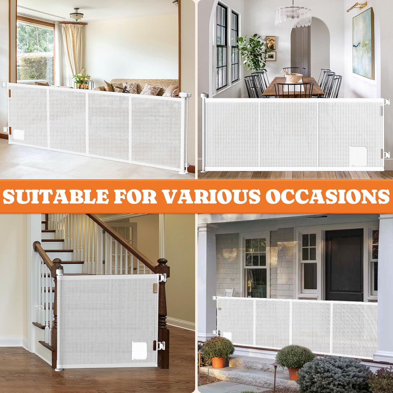 Pawtners Retractable Baby Gate with Cat Door - Extra Wide 71