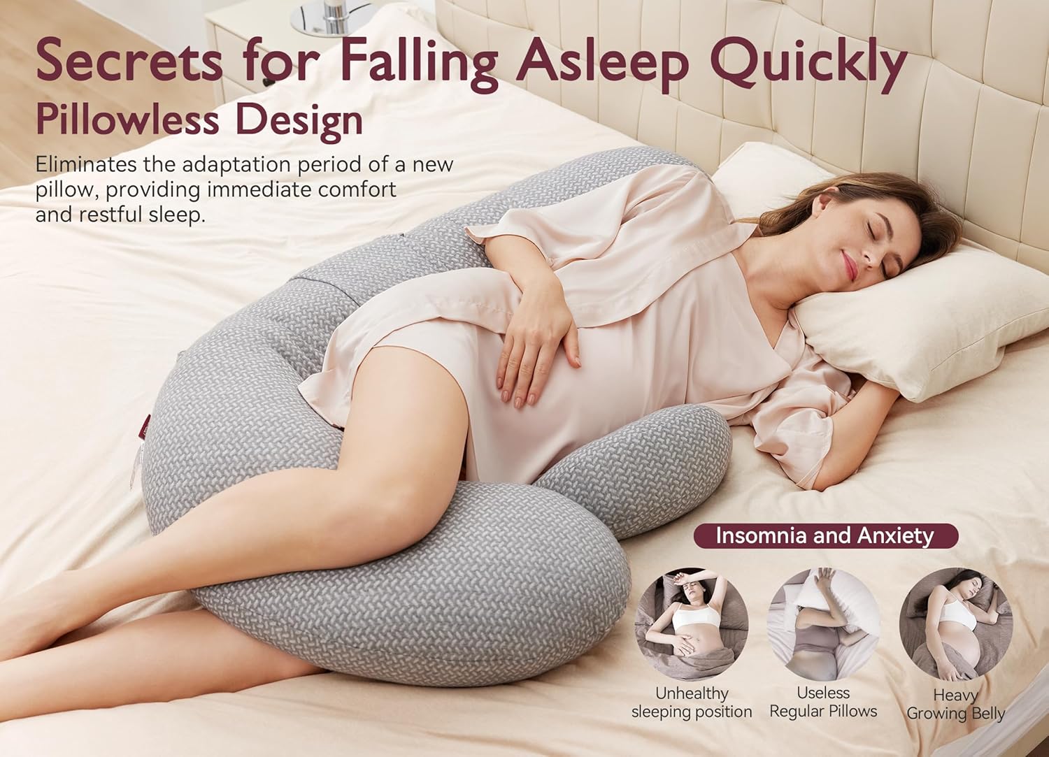 Momcozy Pregnancy Pillow with Air Layer Cover Grey