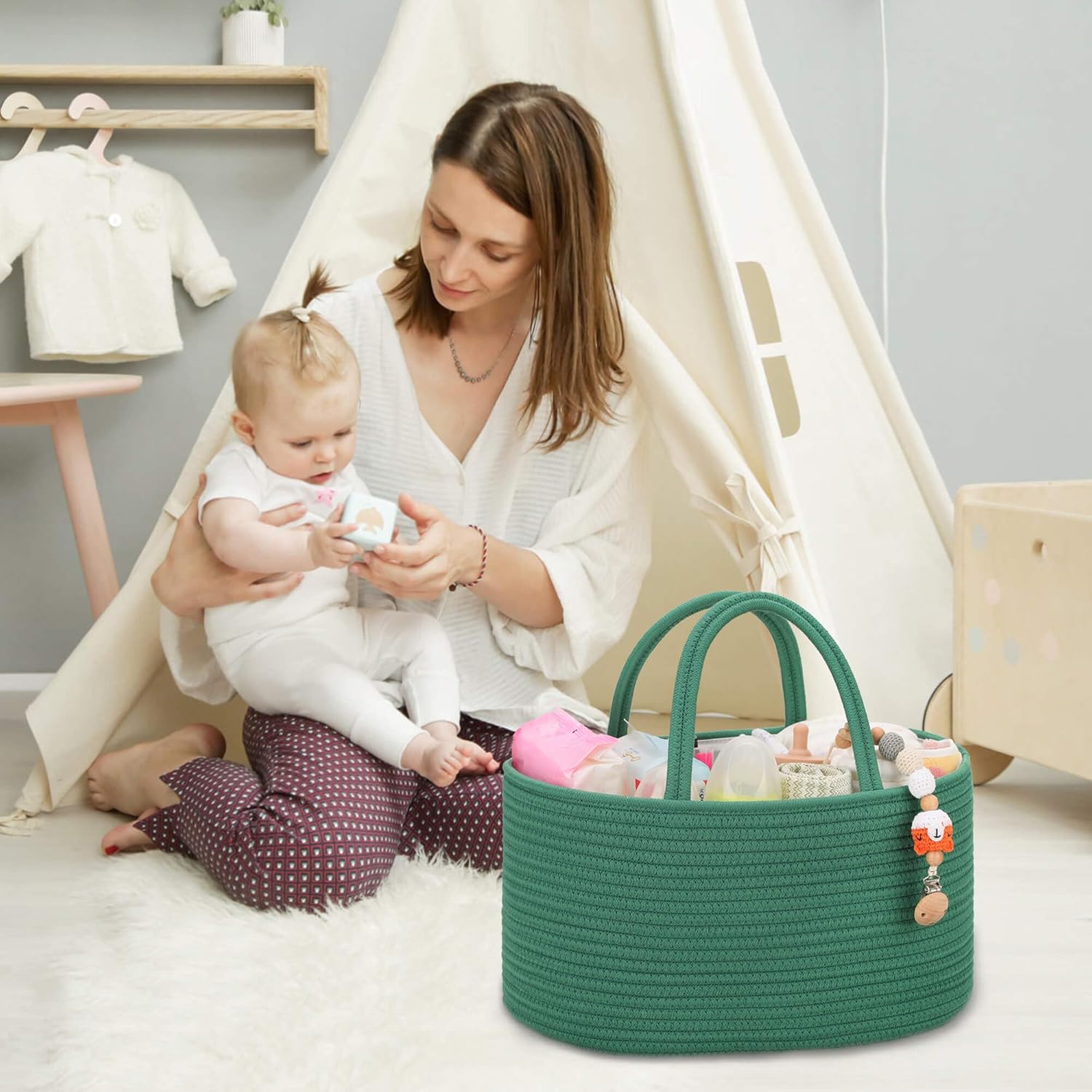 COMSE 2 Pack Large Baby Diaper Caddy Organizer 1