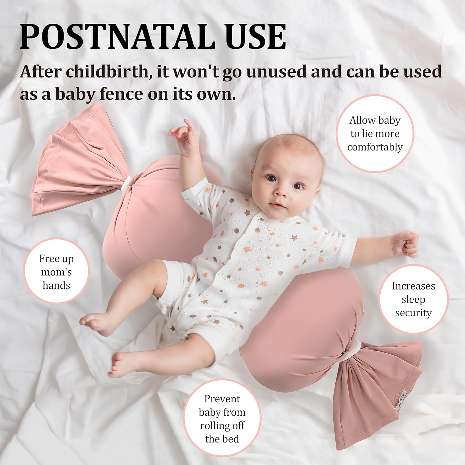 TADO MUSLIN Pregnancy Pillow Pink Adjustable Full Body Maternity Pillow