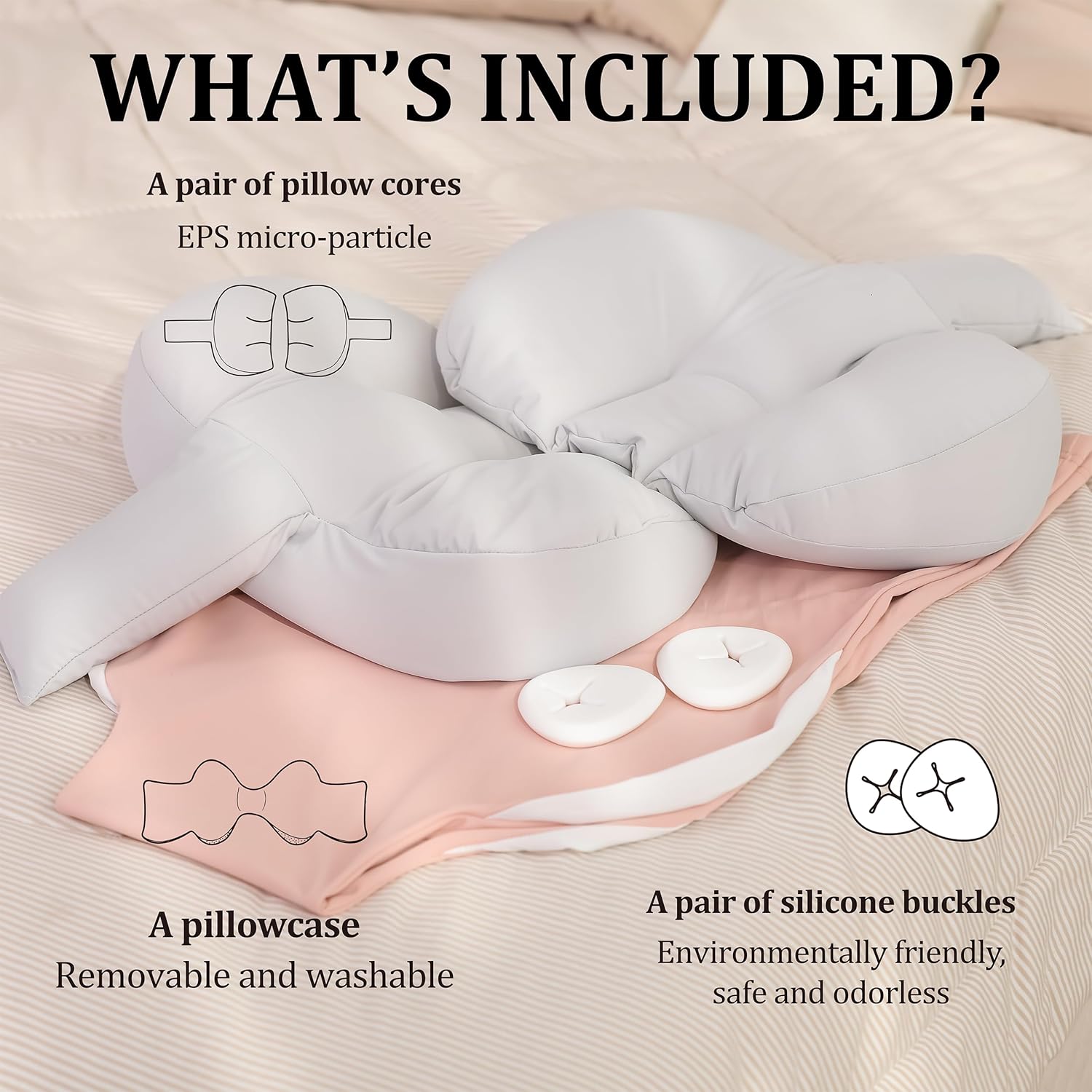 TADO MUSLIN Pregnancy Pillow Pink Adjustable Full Body Maternity Pillow