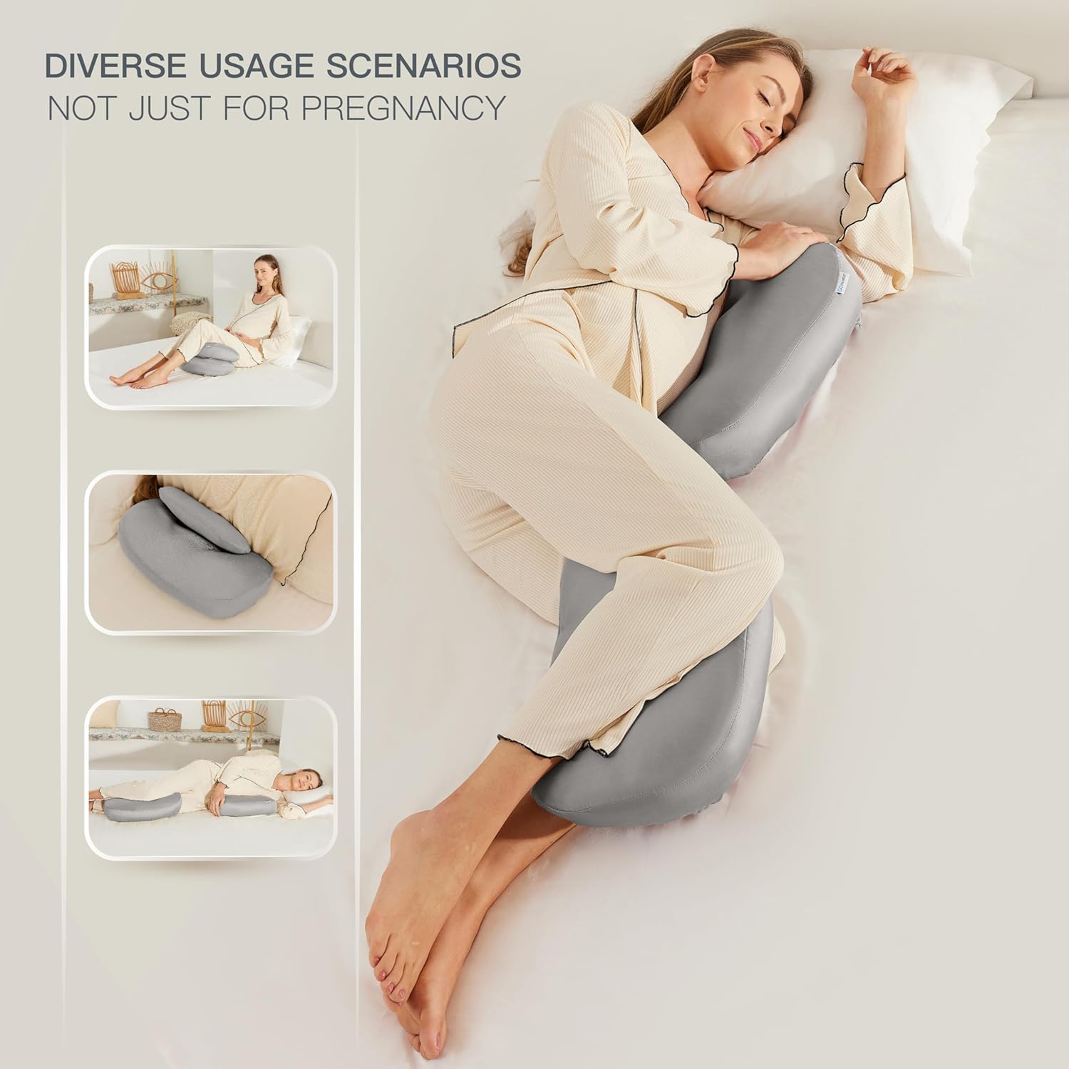COZYREST Pregnancy Pillow with Cooling TENCEL and Adjustable Shape