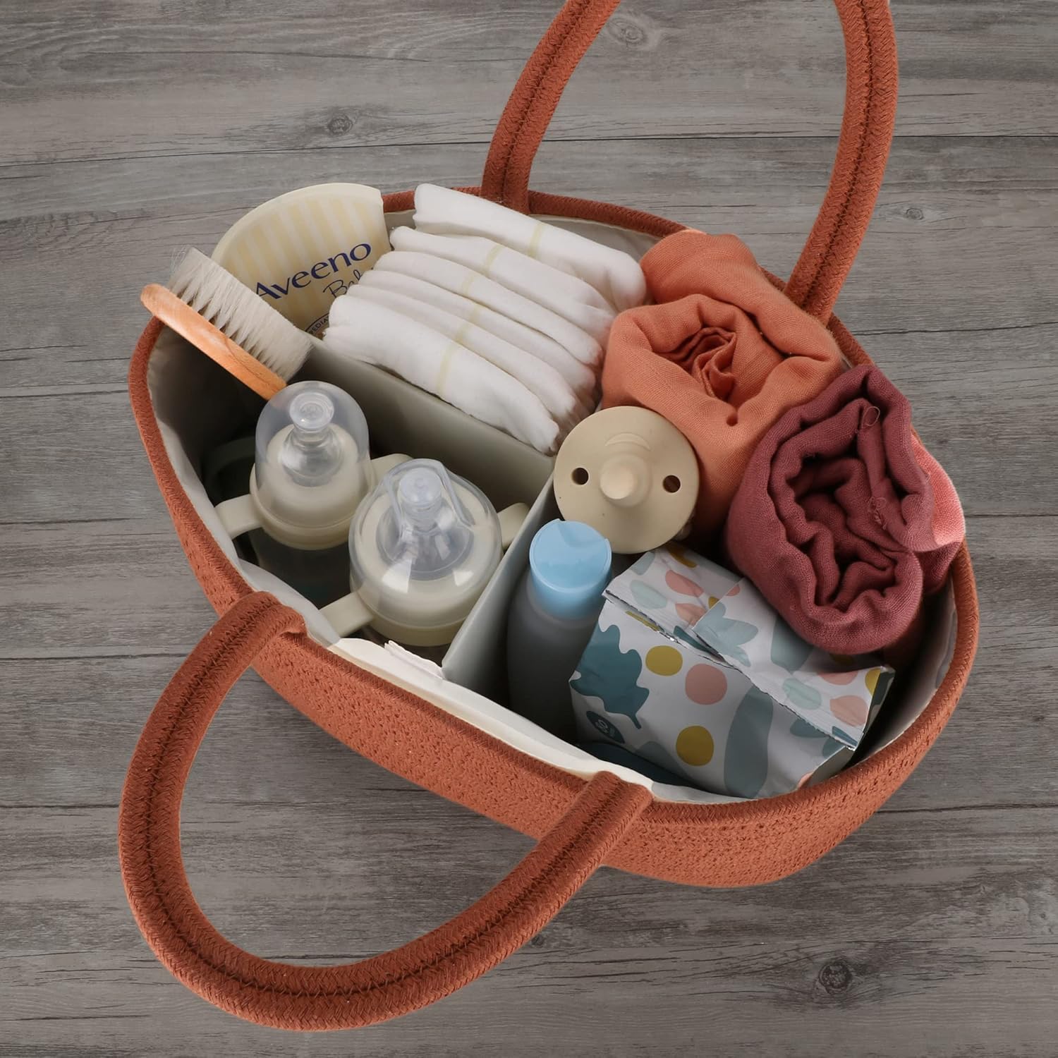 XUANGUO Rustic Cotton Rope Diaper Caddy Organizer