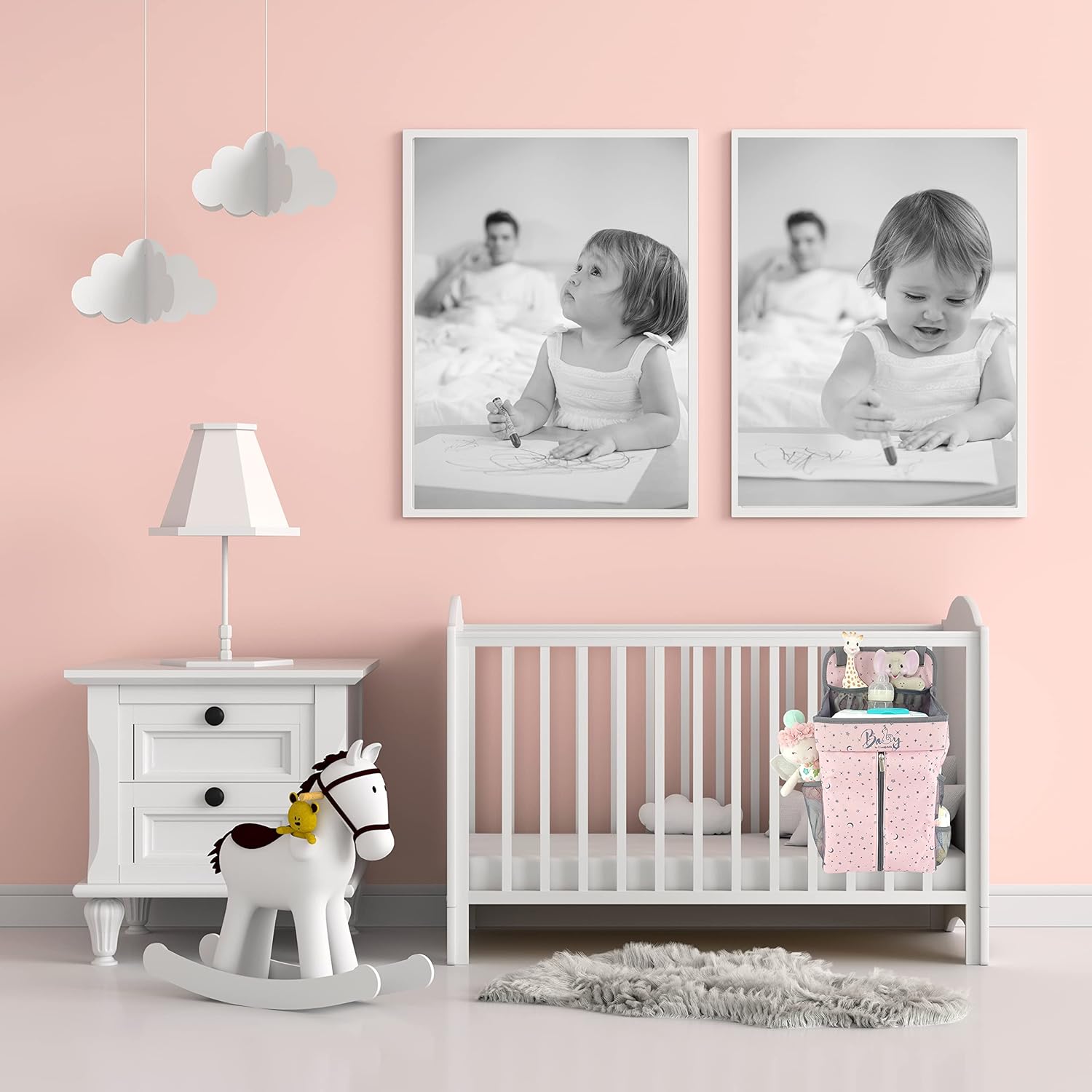 Llama Bella Hanging Diaper Caddy - Pink