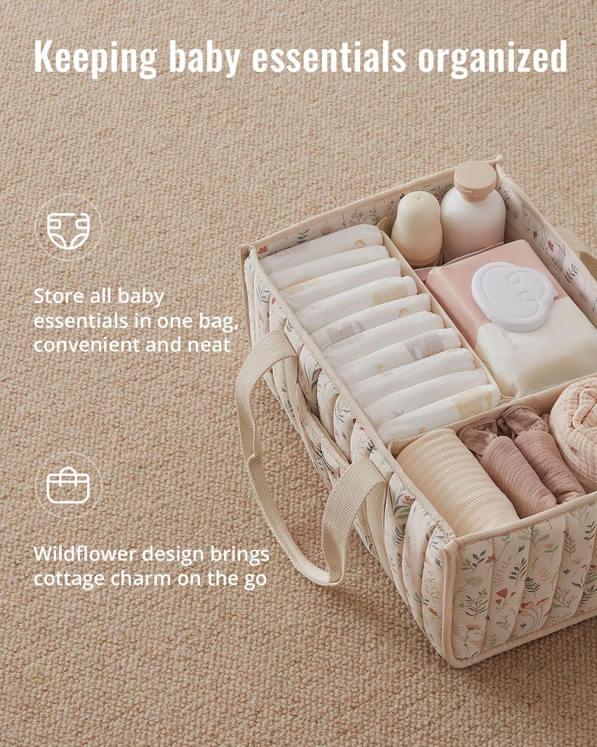 Blissful Diary Floral Diaper Caddy Organizer
