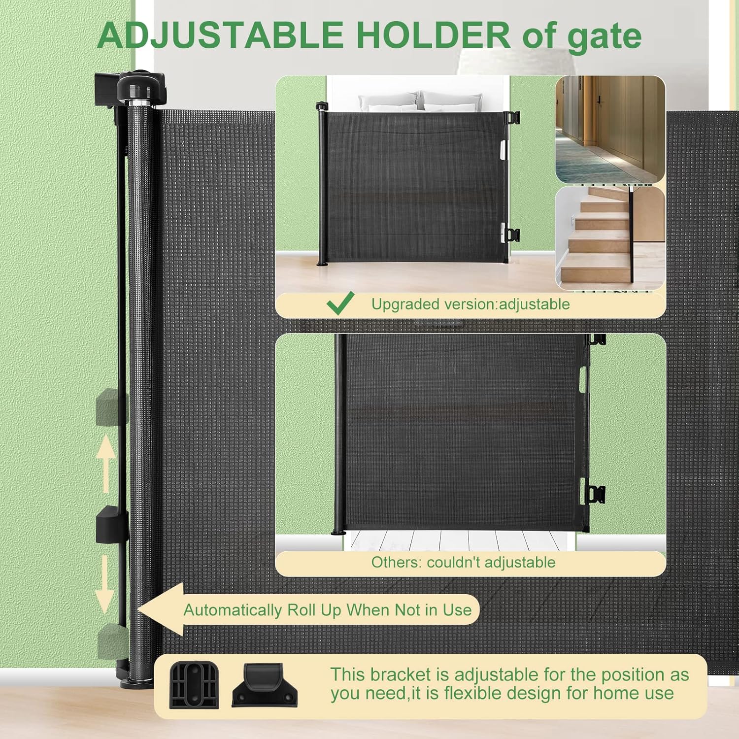 MYPIN Retractable Baby Gate 33 Tall 71 Wide Black