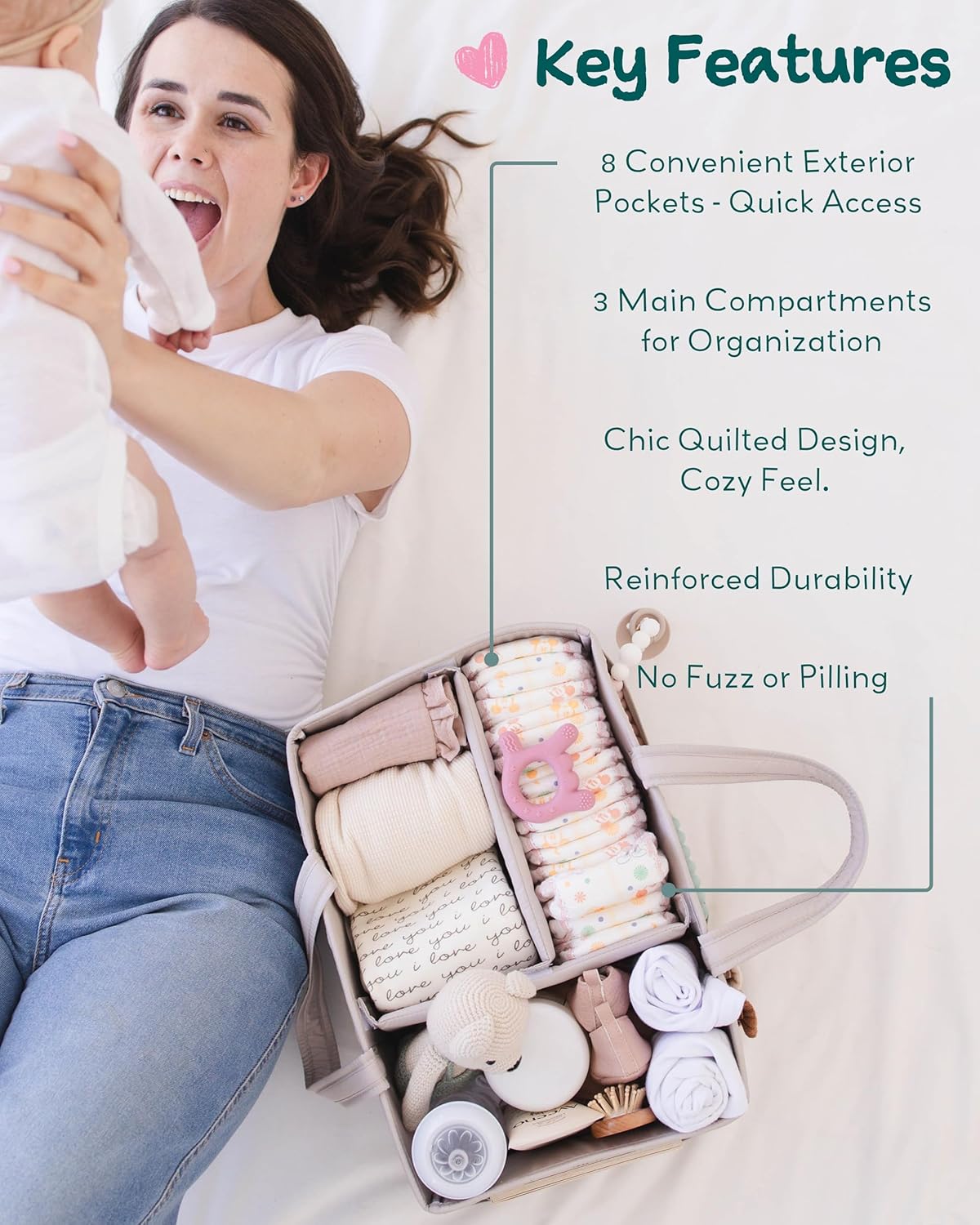 Lily Miles Baby Diaper Caddy Organizer - Soft Sand