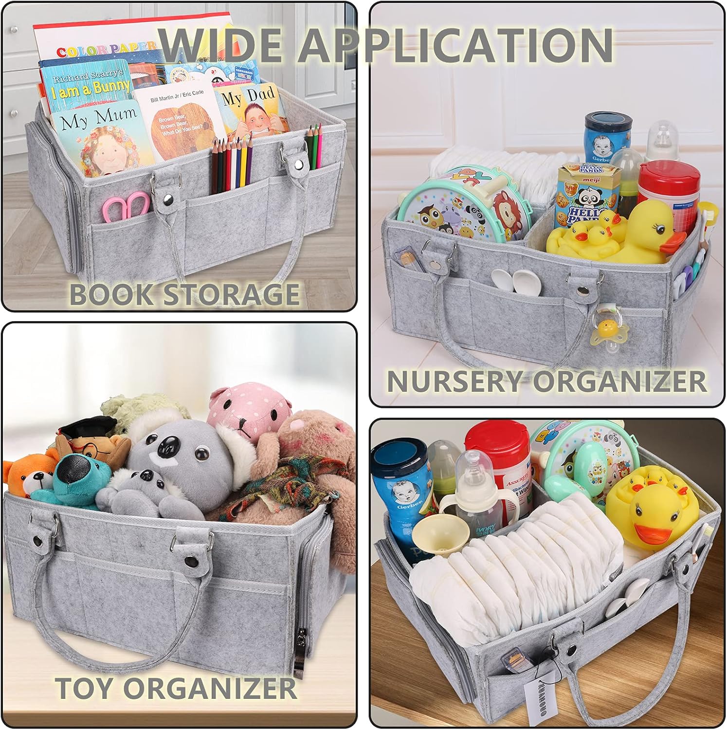 XUANGUO Baby Diaper Caddy Organizer with Handle - Grey