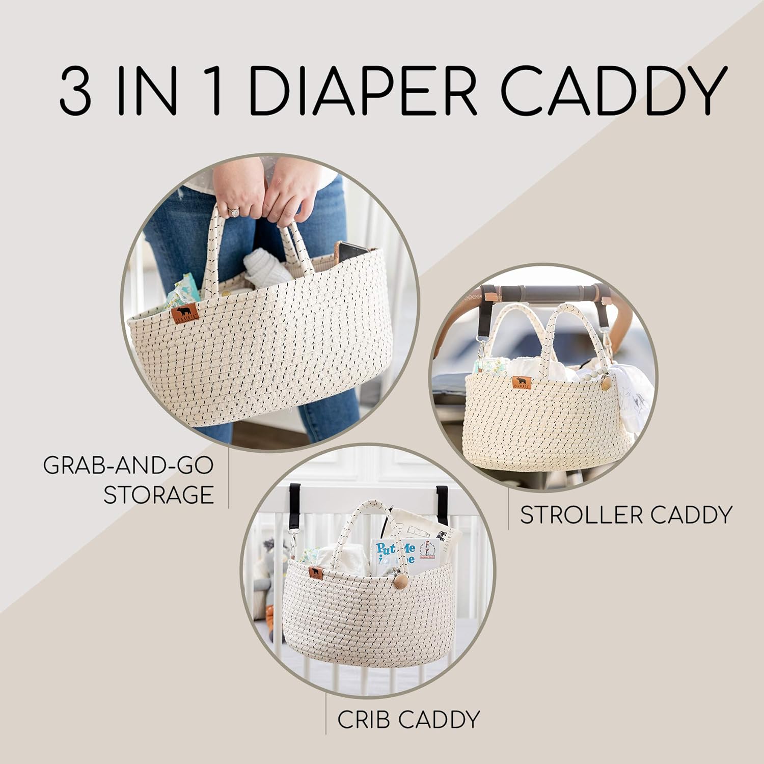 Lu Ken 3 in 1 Diaper Caddy Organizer - Large Baby Tote Bag 1
