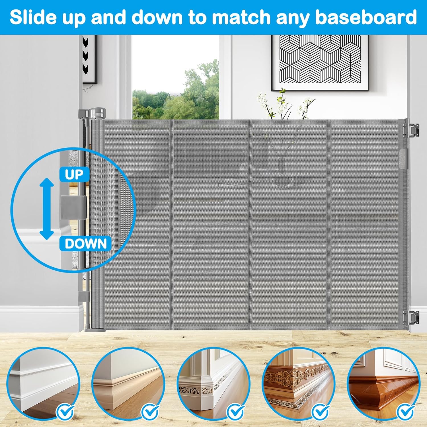 42 Inch Extra Tall Retractable Baby and Pet Gate