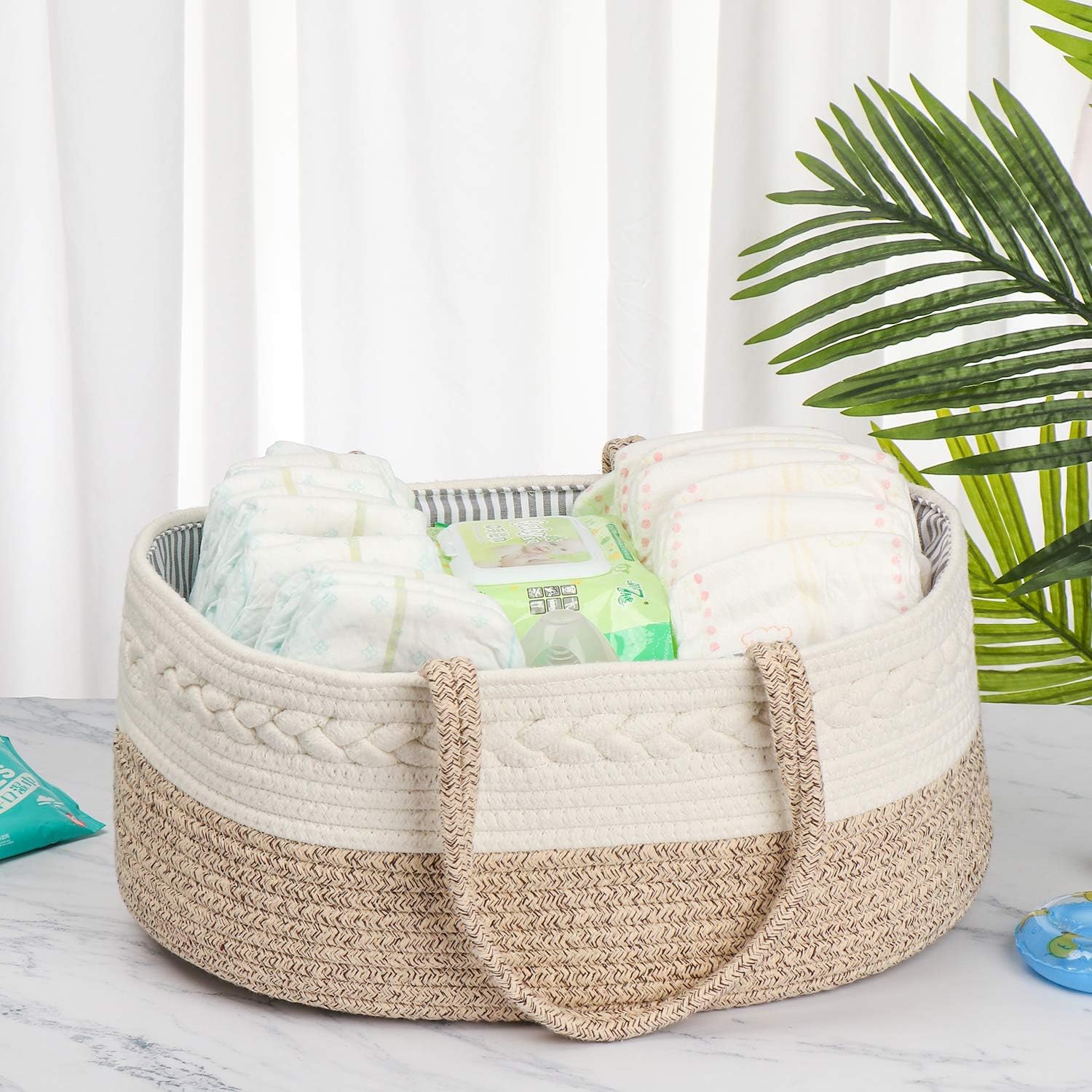 Maxgoods Baby Diaper Caddy Organizer - Cotton with Dividers and Pockets