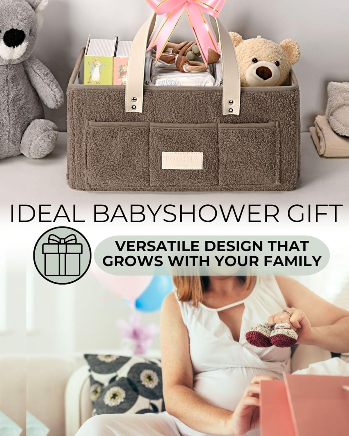 Toodly Baby Diaper Caddy with Changing Mat Organizer