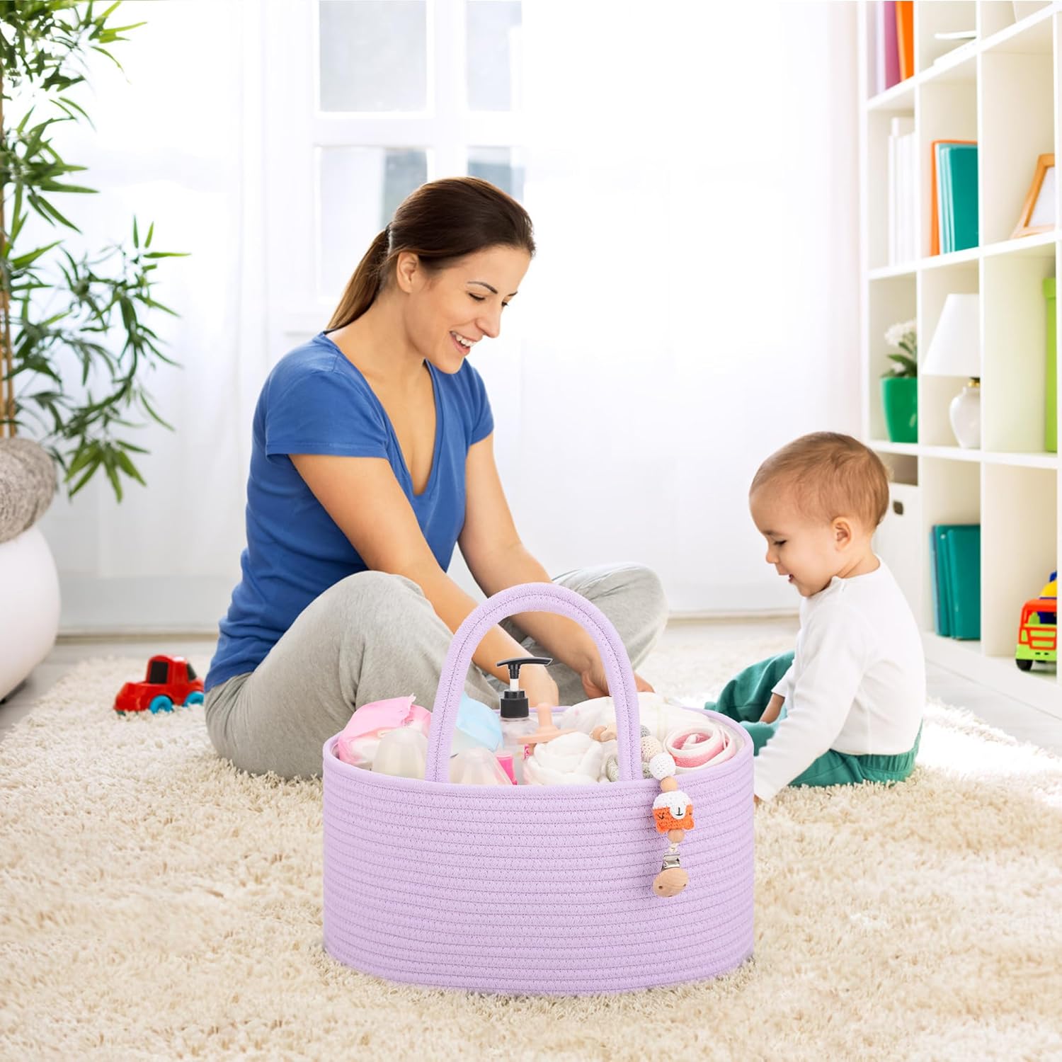 COMSE Large Diaper Caddy Organizer with Dividers