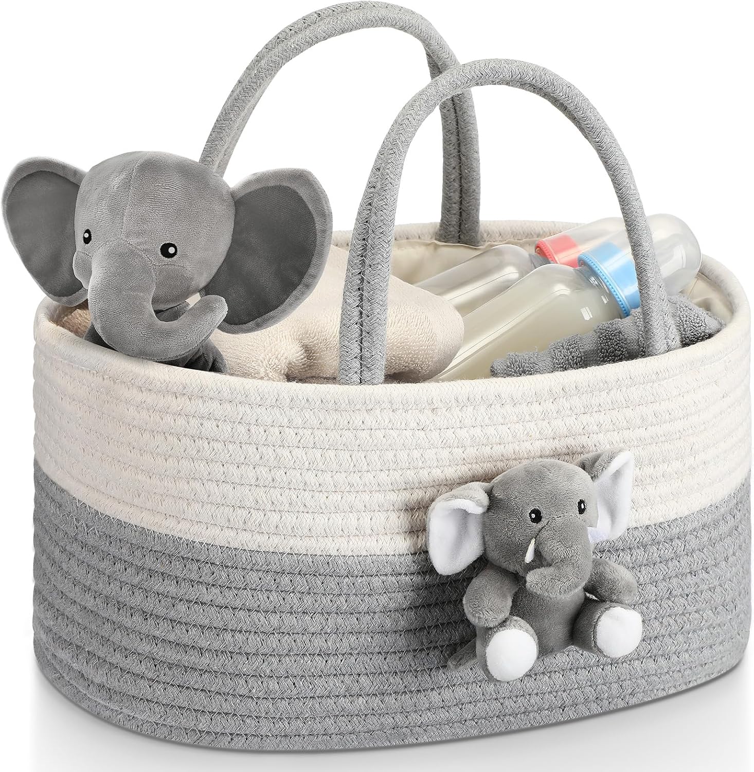 FoldTier Elephant Diaper Caddy Organizer Cart for Nursery