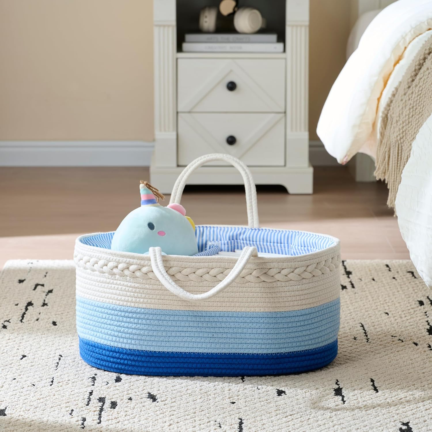 Luxury Little Baby Diaper Caddy Organizer - Blue 1