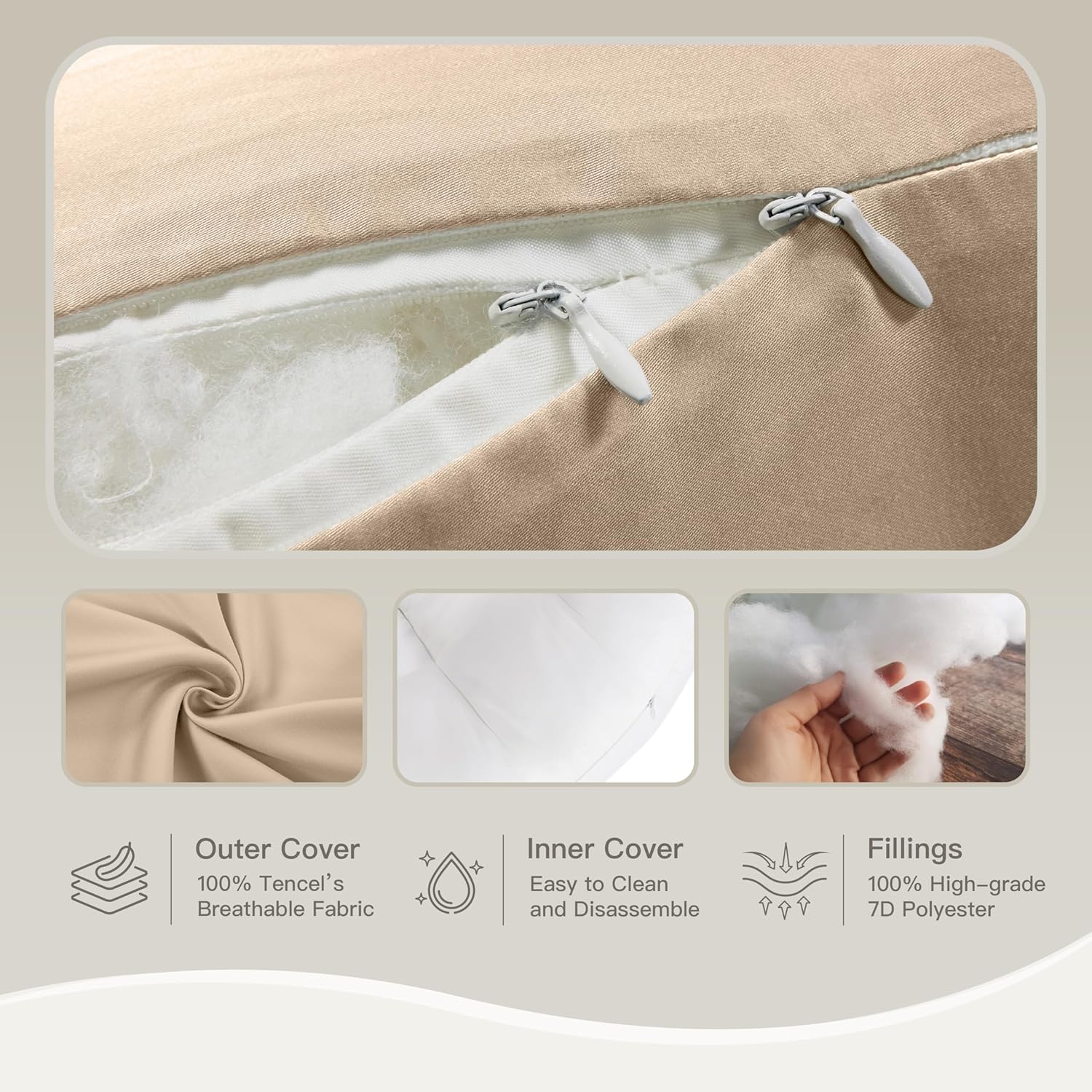 COZYREST Pregnancy Pillow with Cooling TENCEL Cover