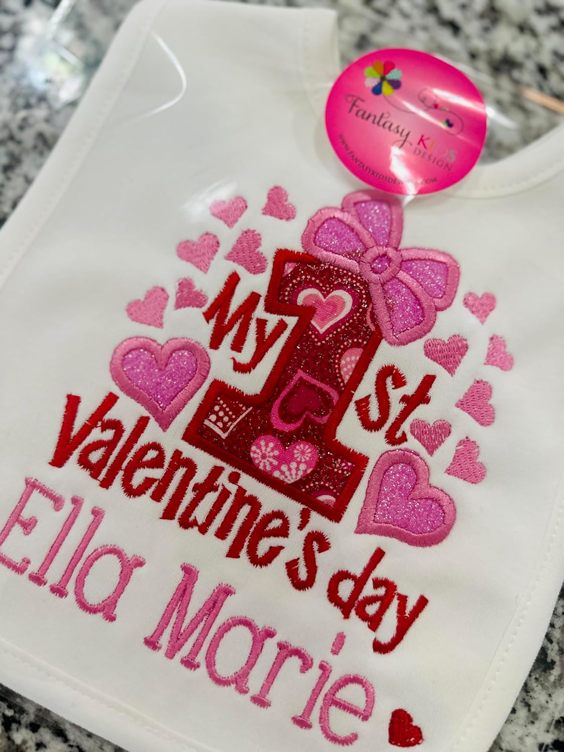 My First Valentines Day Baby Girl Bib and Hat Set