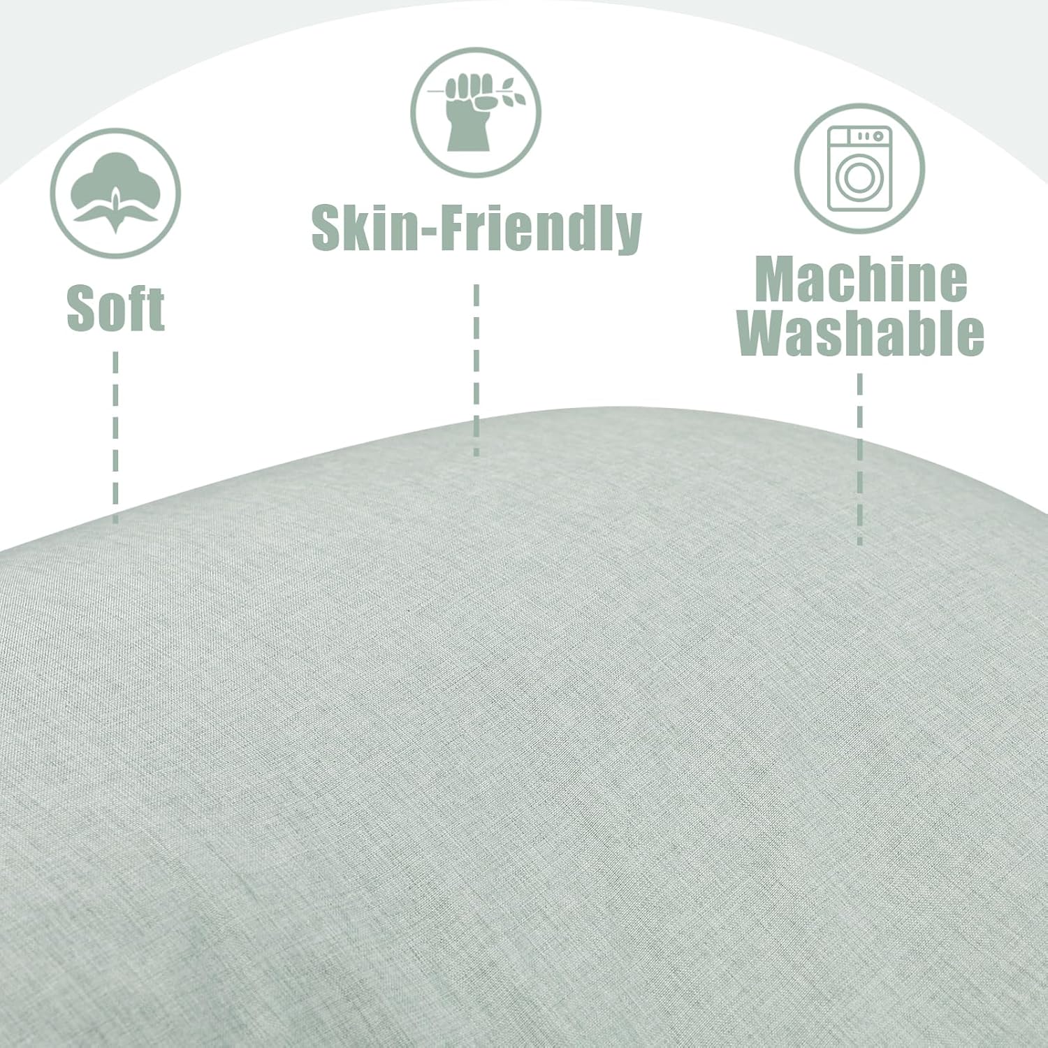 TANOFAR J-Shaped Pregnancy Pillow Cover Green