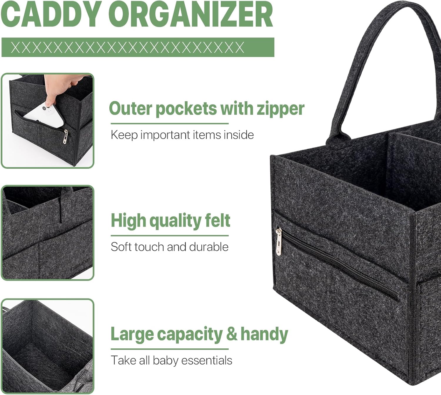 Runsabay Diaper Caddy Organizer - Black 1