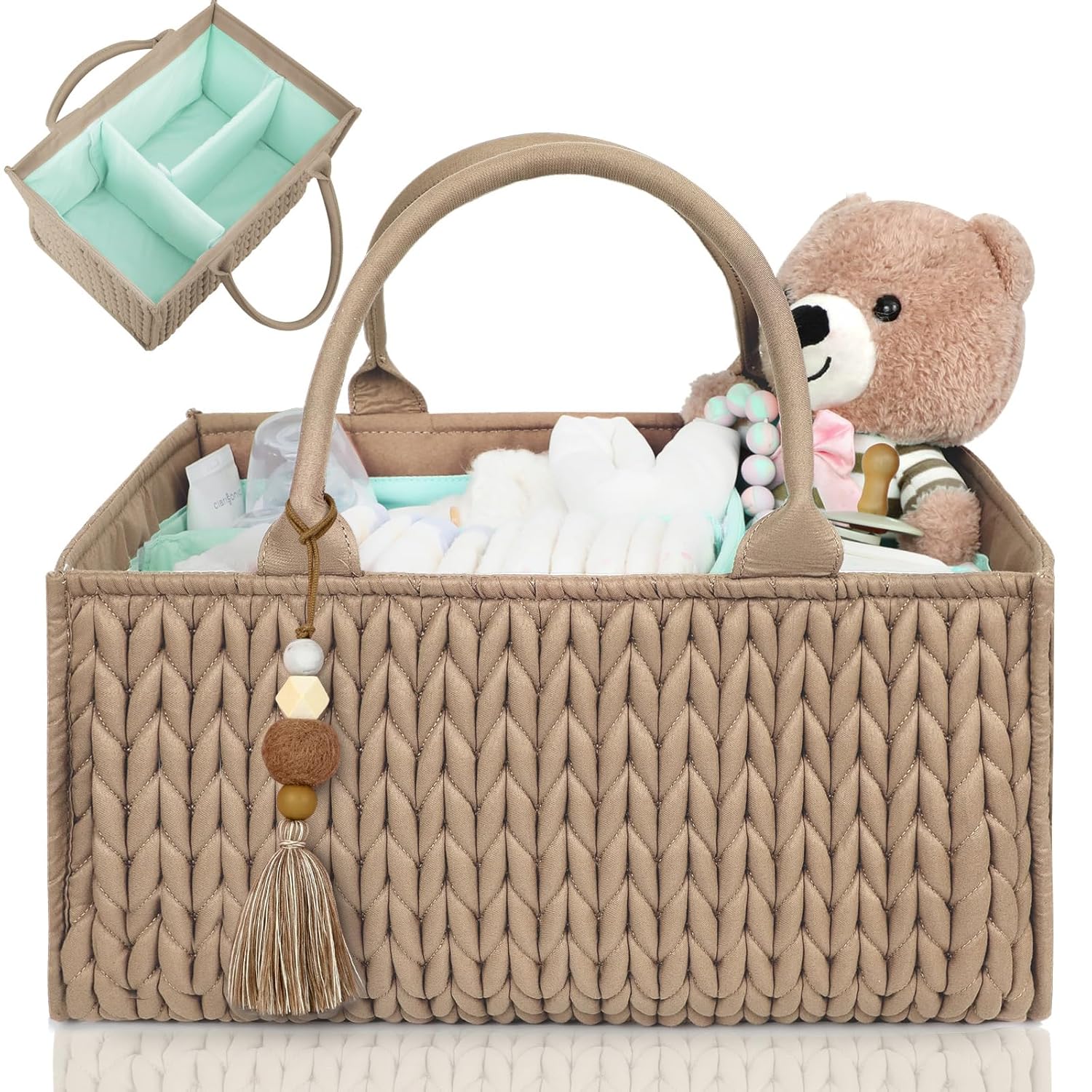 MOMINSIDE Diaper Caddy Organizer - Brown