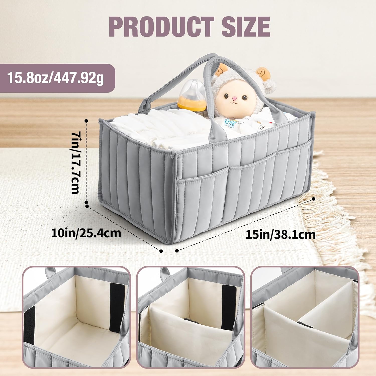 Ankyle Starry Sky Grey Diaper Caddy Organizer with Handles