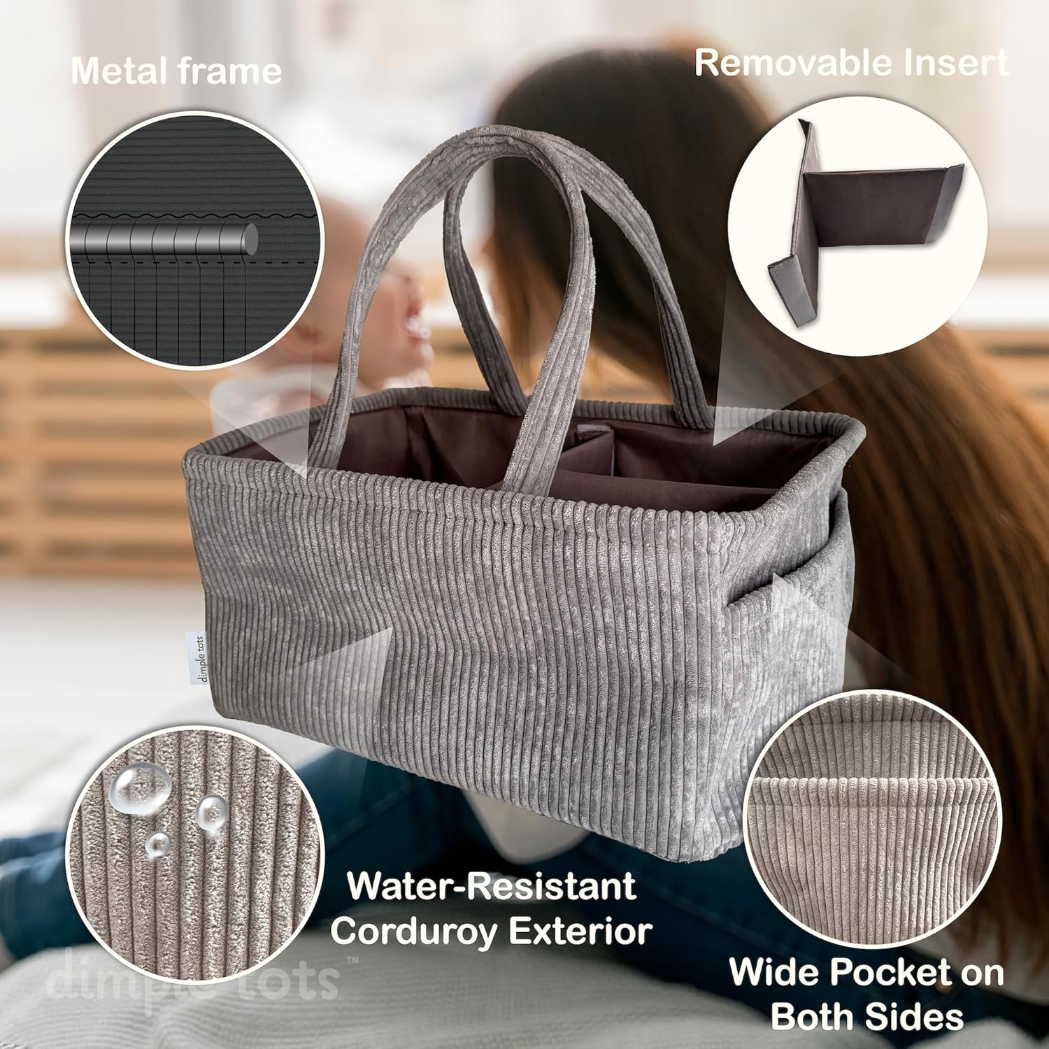 Newborn Essentials Diaper Caddy - Travel Car Organizer