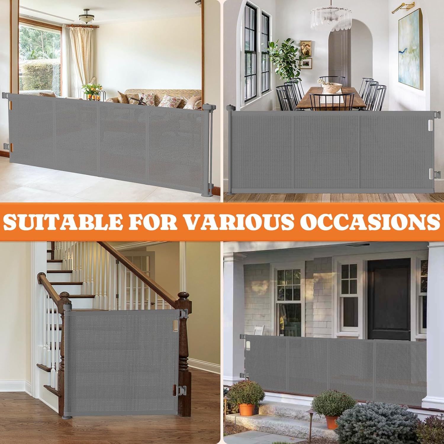 Pawtners 71 Retractable Baby Gate - Grey 1