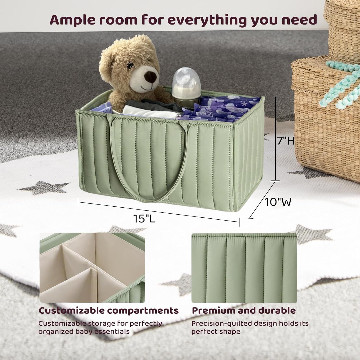 Baby Diaper Caddy Organizer - Sage Green