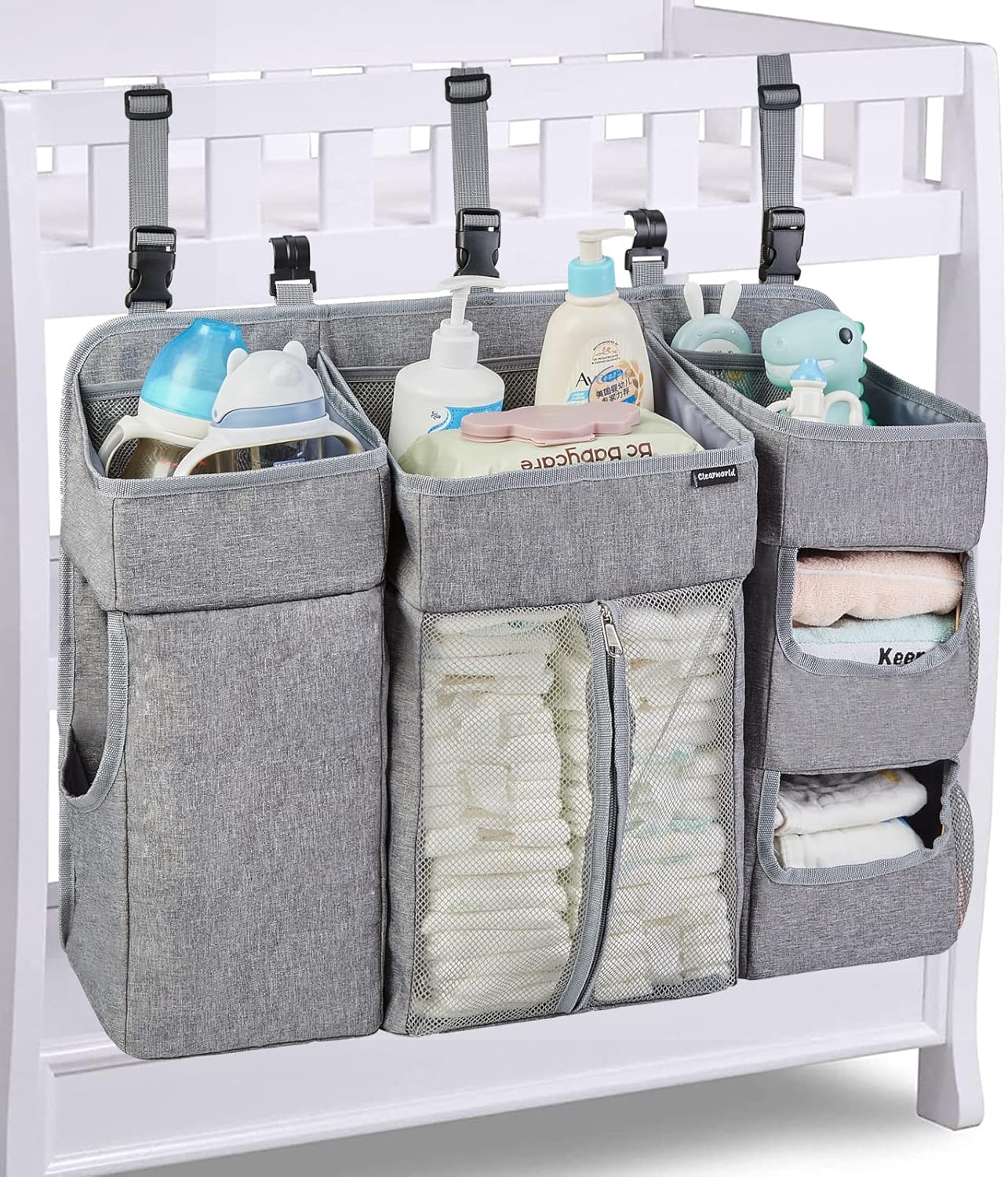 Clearworld Hanging Diaper Caddy Organizer Gray