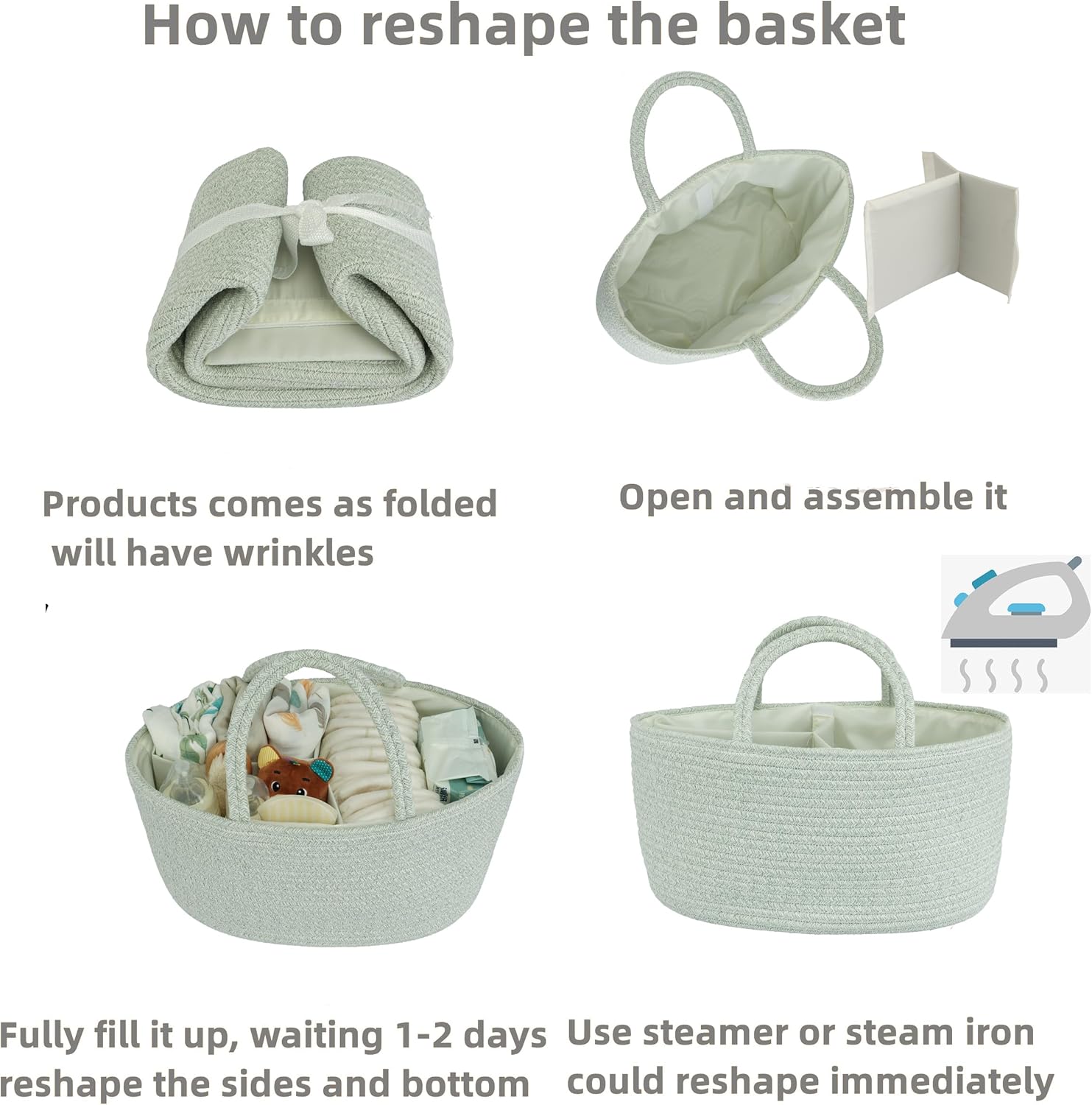 JUNBOLE Cotton Rope Diaper Caddy Organizer