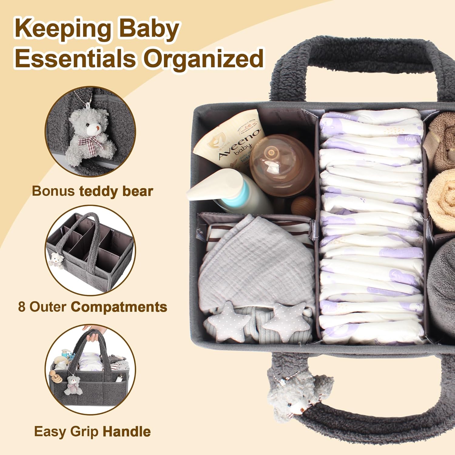 HONCESTA Diaper Caddy Organizer with Handle
