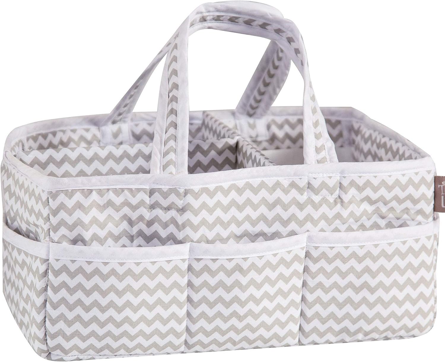 Dove Gray Chevron Storage Caddy Organizer - 12x6x8 inches