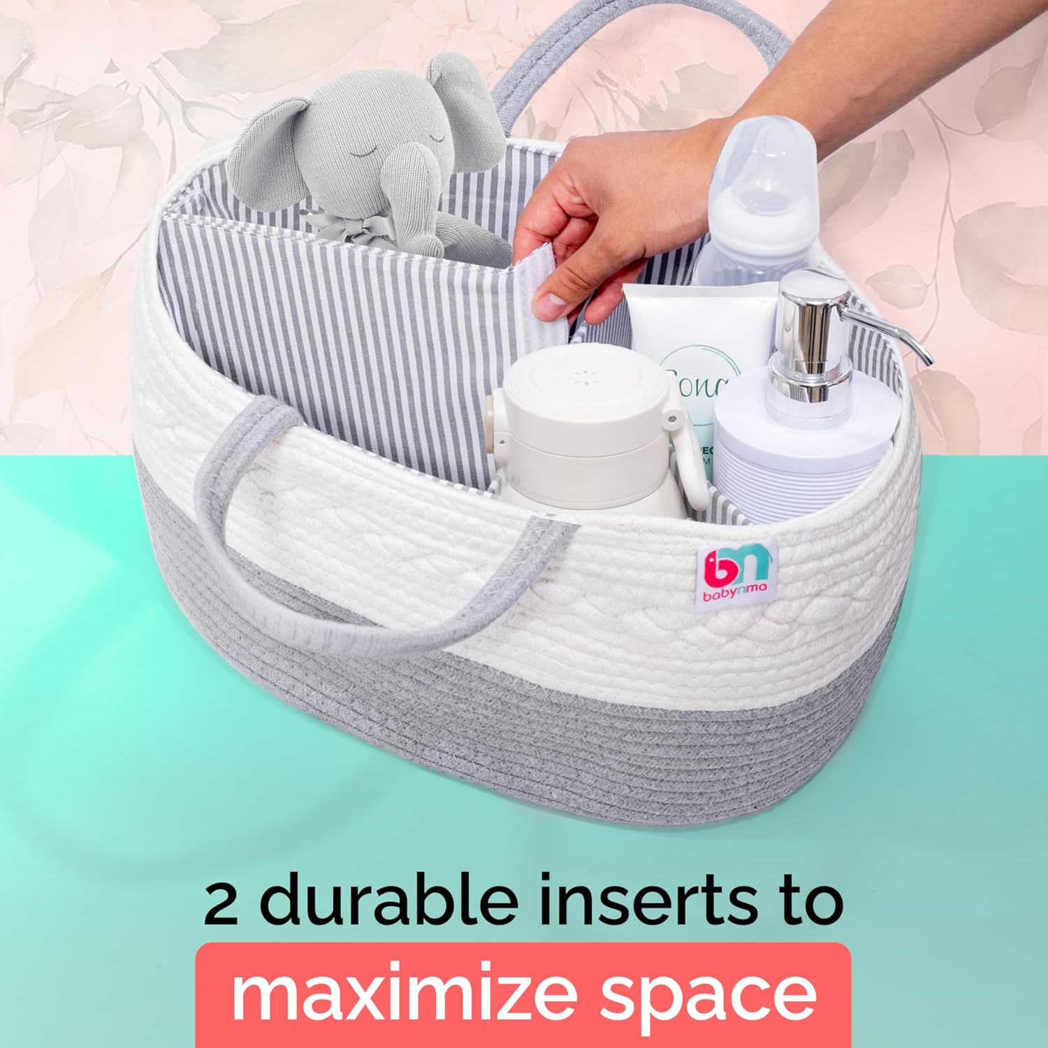 Babynma Rope Diaper Caddy - Gray Extra Large