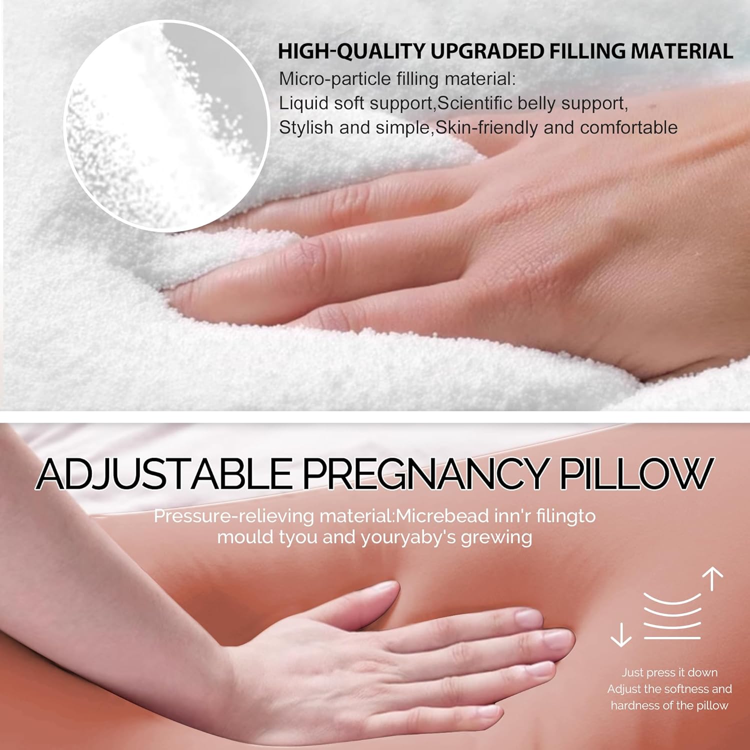 Fogkiss Pregnancy Pillow with Adjustable Buttons - Pink