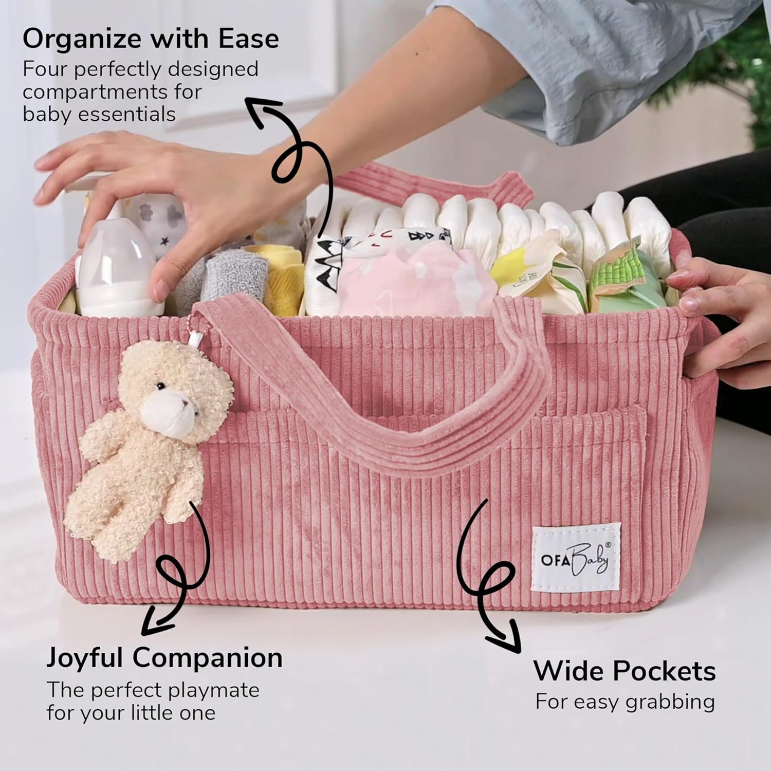 OfaBaby Diaper Caddy Organizer - Pink 1