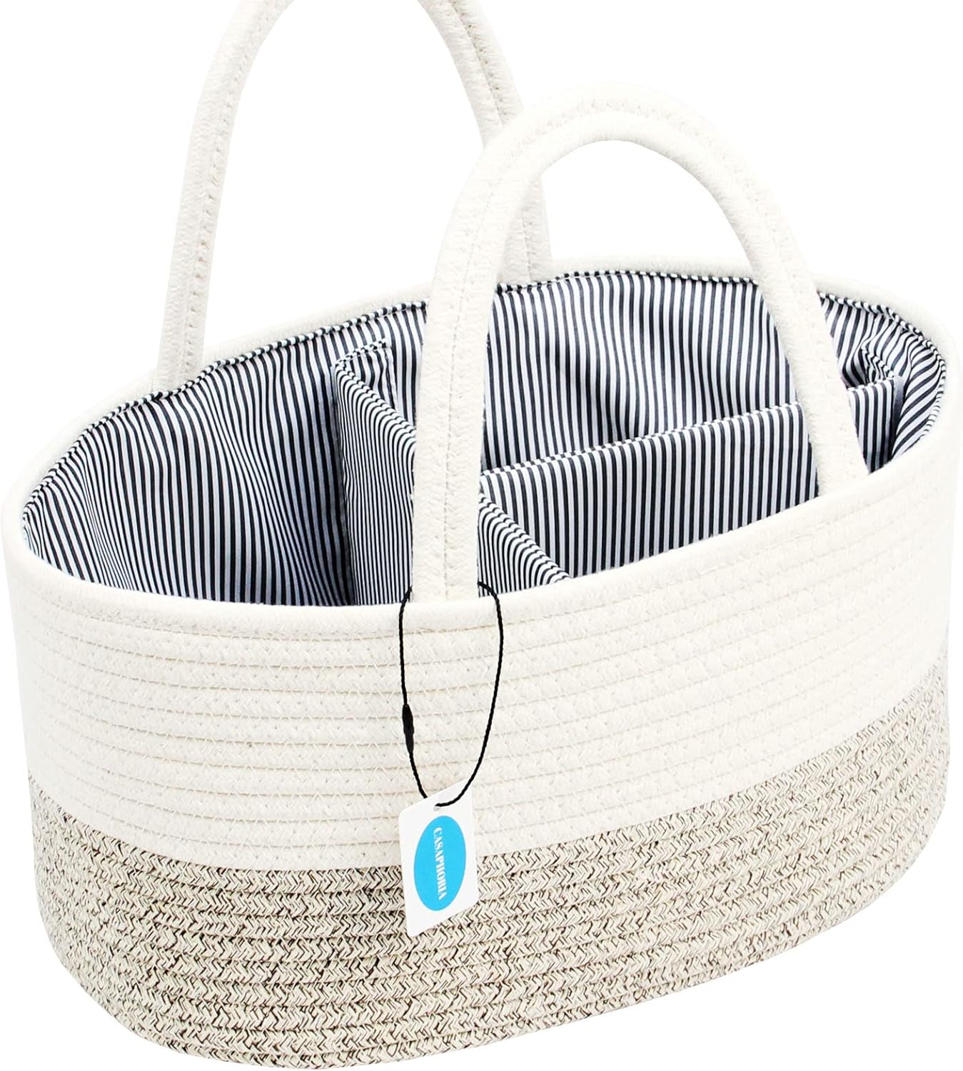 Casaphoria Cotton Rope Woven Caddy Basket with Handle