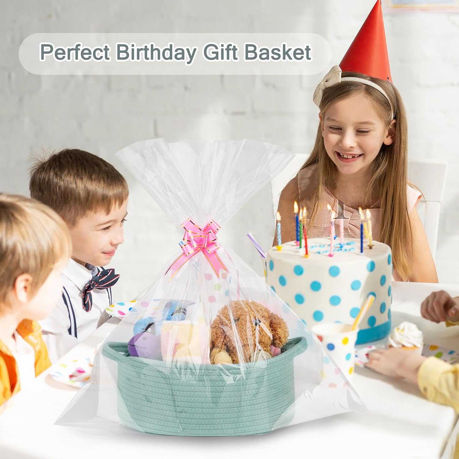 COMSE Large Diaper Caddy with Woven Basket and Gift Bag
