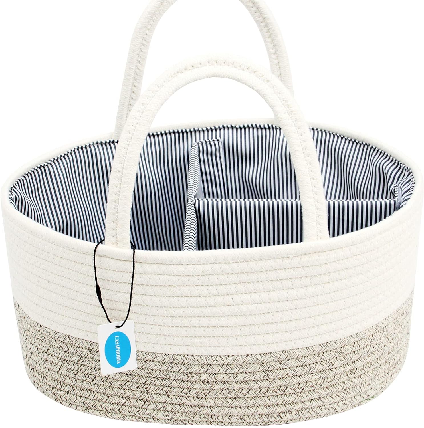 Casaphoria Cotton Rope Woven Caddy Basket with Handle