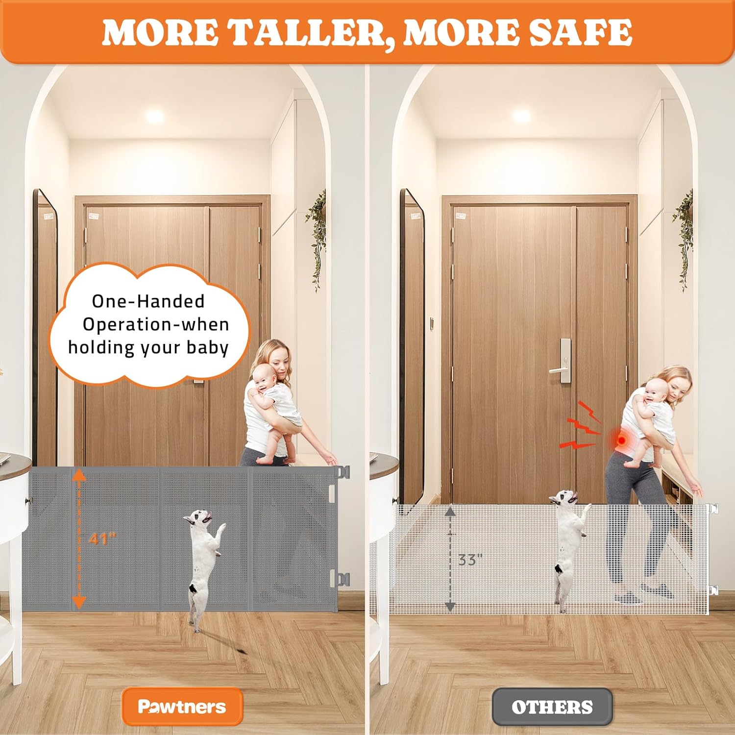 Pawtners 71 Retractable Baby Gate - Grey 1
