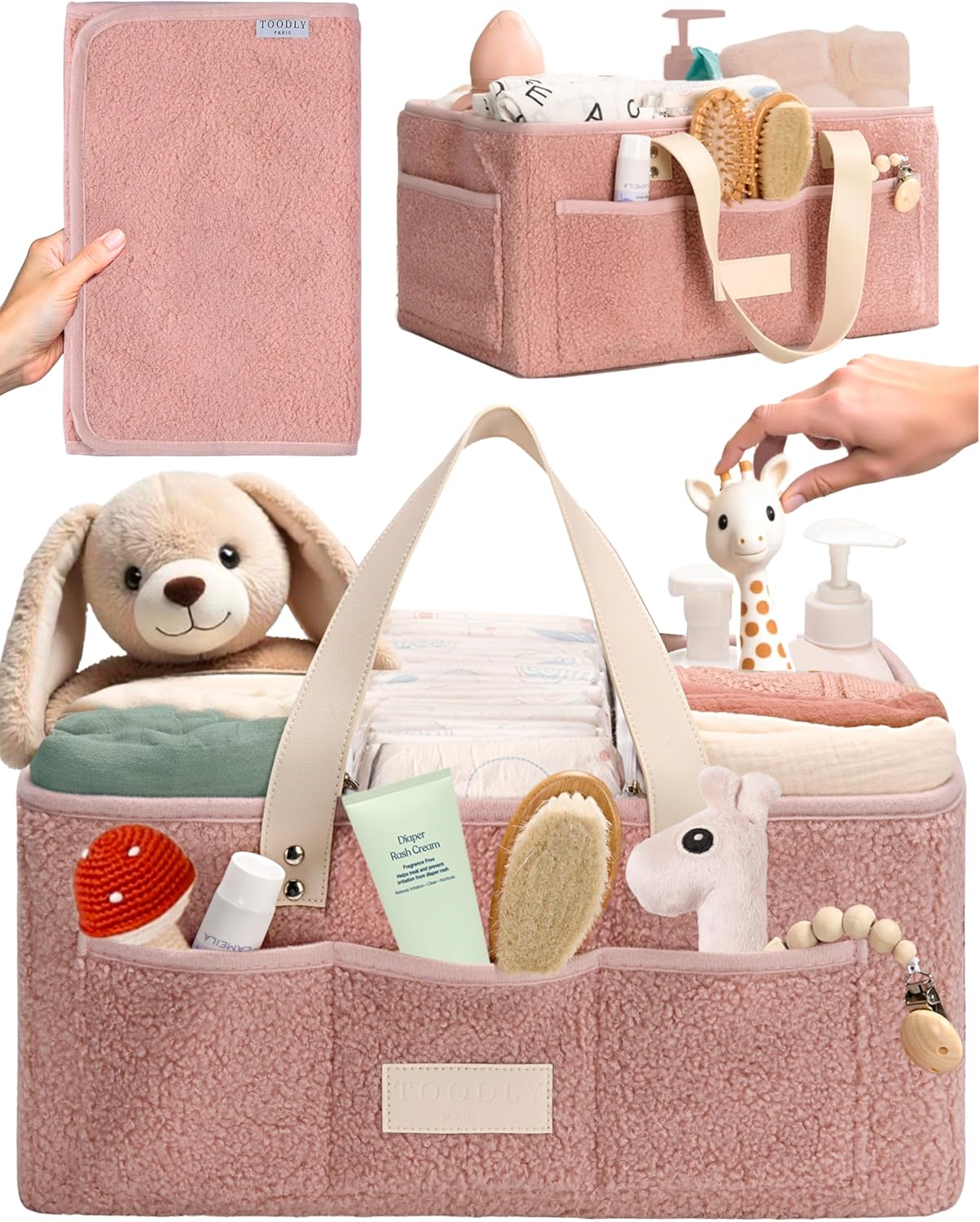 Toodly Baby Diaper Caddy Organizer with Changing Mat