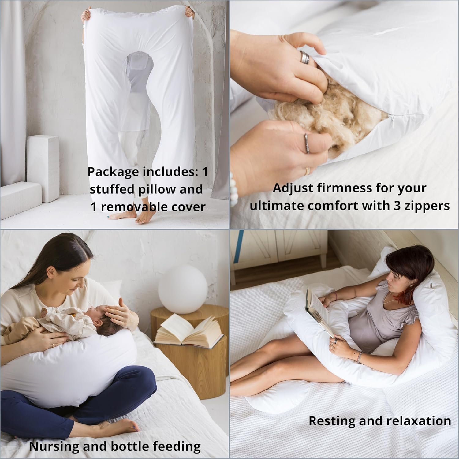 MINICAMP Organic U-Shape Pregnancy Pillow for Support and Comfort