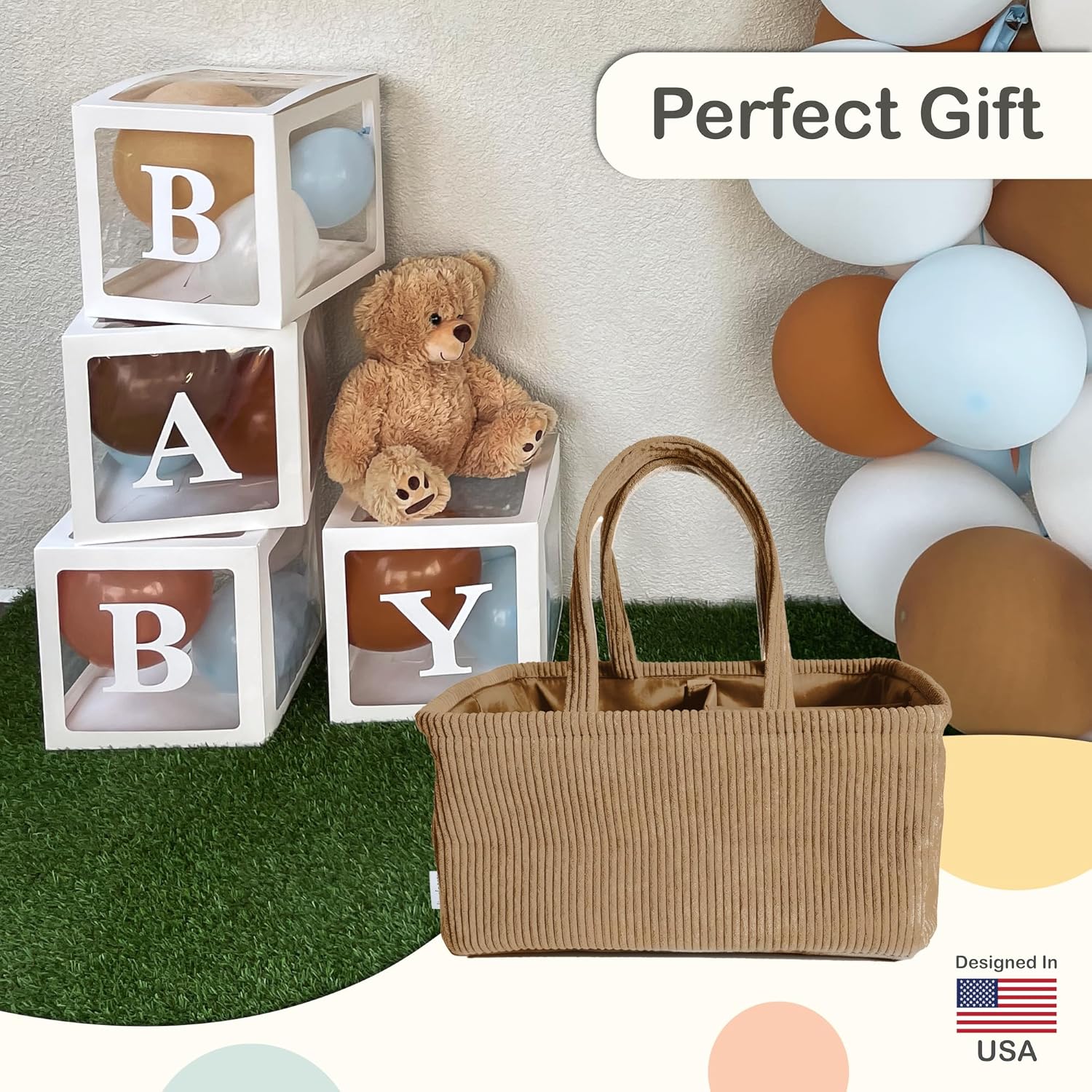 Newborn Essentials Diaper Caddy - Travel Car Organizer