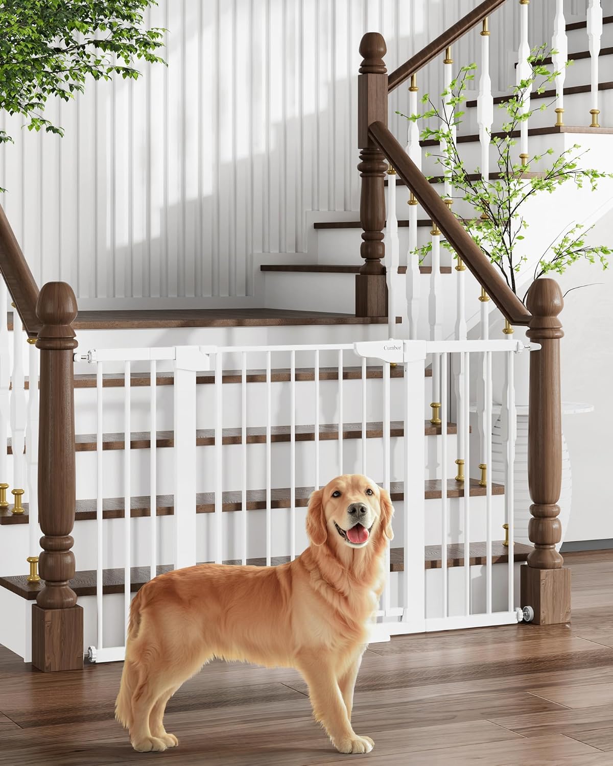 Cumbor Extra Wide Baby Gate with Auto Close White