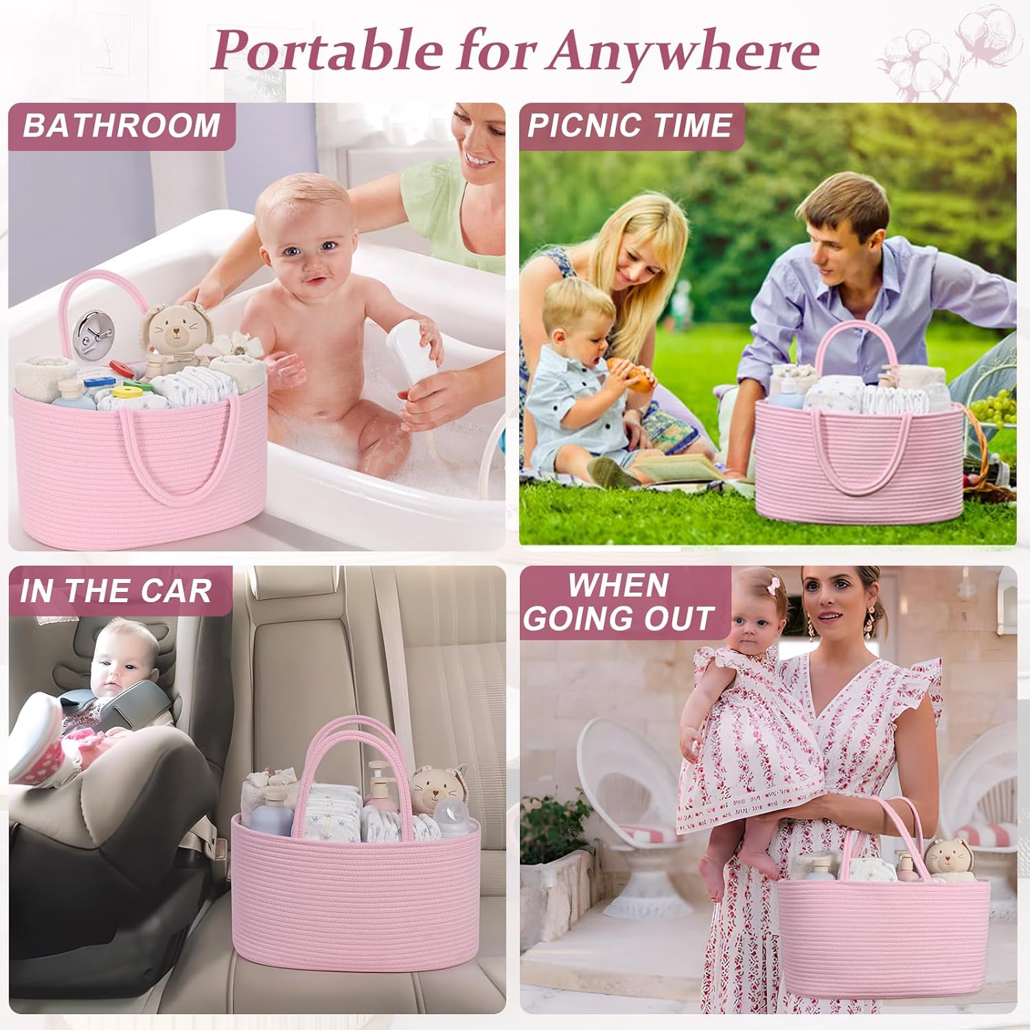 Baby Diaper Caddy Organizer with Removable Divider 1