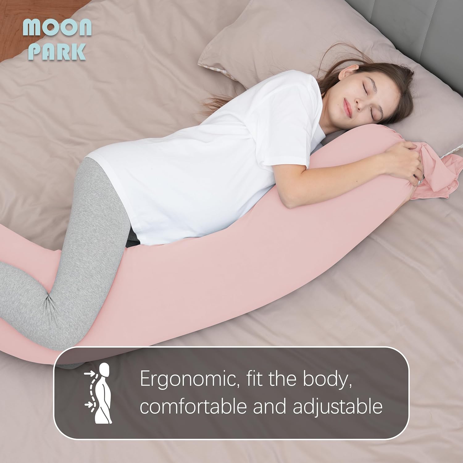 MOON PARK Pregnancy Pillow with Soft Cooling Cover